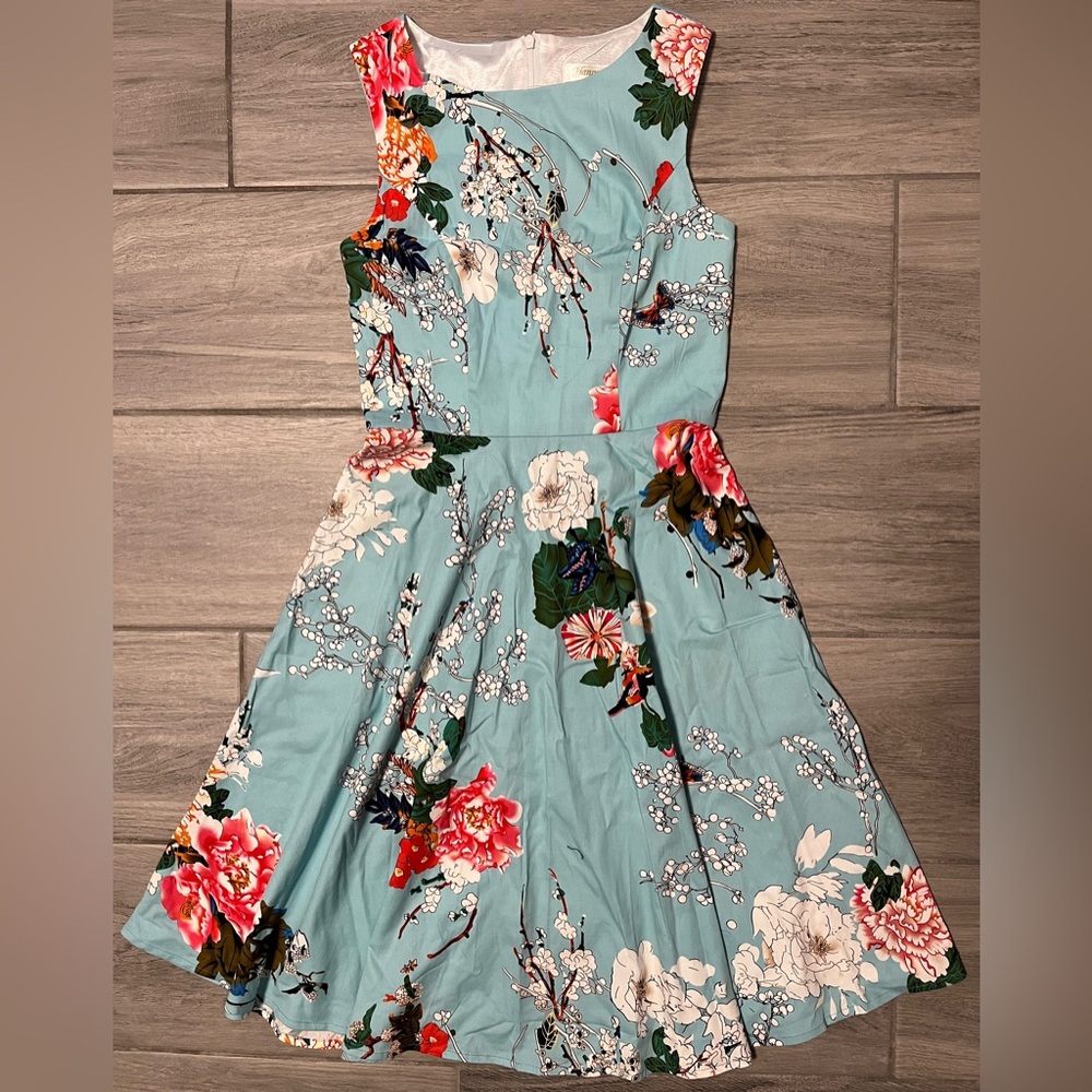 Hanpceirs Women's Blue Floral Midi Sleeveless SunDress, size xs